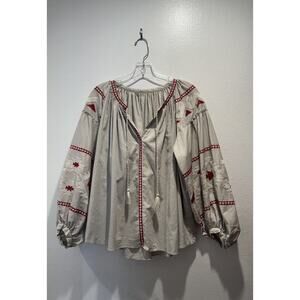 Journal Standard Size F Embroidered Blouse Bohemian Vacation Festival Boho